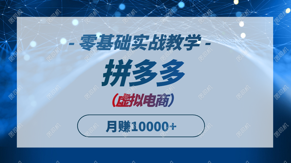 拼多多虚拟电商，零基础实战教学，快速打爆商品，新手也能月入10000+-中创项目网