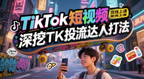 TikTok短视频带货线上课，深挖TK投流达人打法-中创项目网