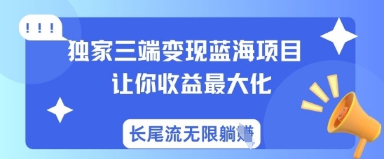 独家三端变现蓝海项目，让你收益最大化，长尾流无限躺挣-中创项目网