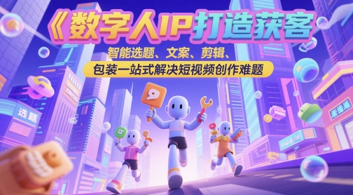 数字人IP打造获客变现实操课，智能选题、文案、剪辑、包装一站式解决短视频创作难题-中创项目网