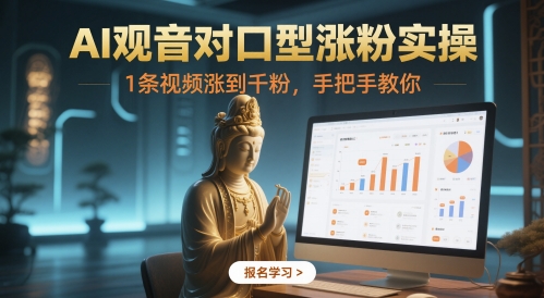 AI观音对口型涨粉实操，1条视频涨到千粉，手把手教你-中创项目网
