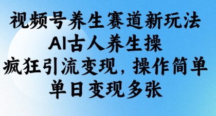 视频号养生赛道新玩法，AI古人养生操，疯狂引流变现，操作简单，单日变现多张-中创项目网