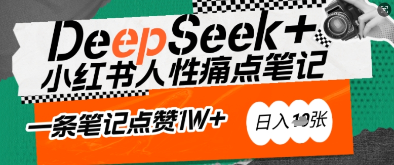 AI赋能小红书爆款秘籍：用DeepSeek轻松抓人性痛点，小白也能写出点赞破万的吸金笔记，日入多张-中创项目网