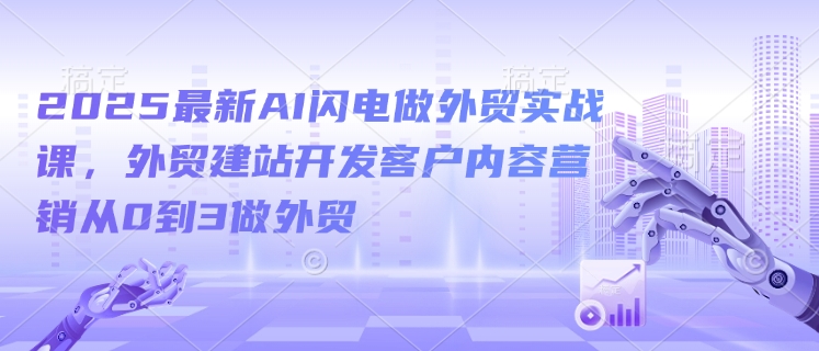 2025最新AI闪电做外贸实战课，外贸建站开发客户内容营销从0到3做外贸-中创项目网