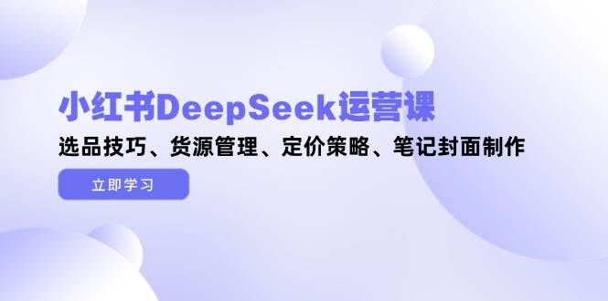 小红书DeepSeek运营课，选品技巧、货源管理、定价策略、笔记封面制作-中创项目网