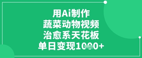 用Ai制作蔬菜动物视频，治愈系天花板，单日变现1k-中创项目网