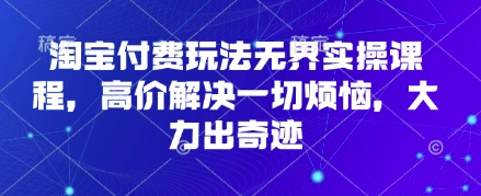 淘宝付费玩法无界实操课程，高价解决一切烦恼，大力出奇迹-中创项目网