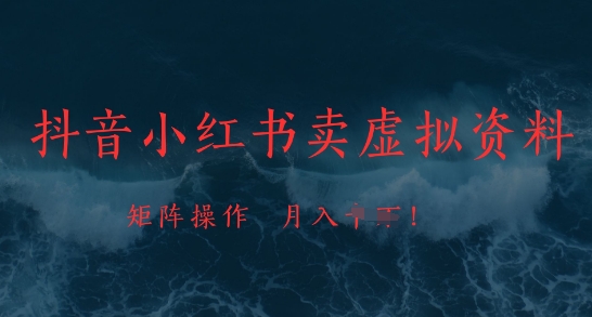 抖音小红书卖虚拟资料，市场需求一直存在，矩阵操作，月入1w+-中创项目网