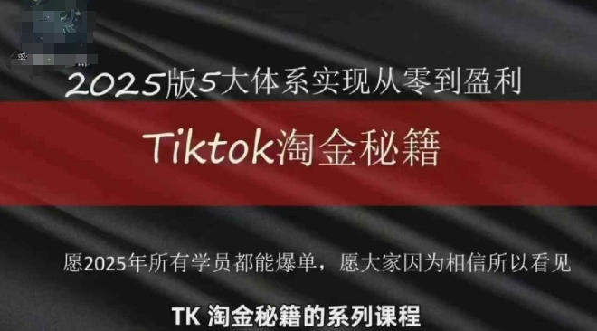 TikTok跨境2025淘金秘籍，​2025TikTok从0到盈利变现-中创项目网