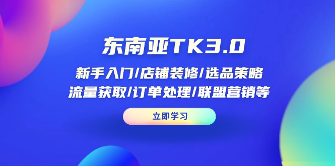 东南亚TK3.0：新手入门/店铺装修/选品策略/流量获取/订单处理/联盟营销等-中创项目网
