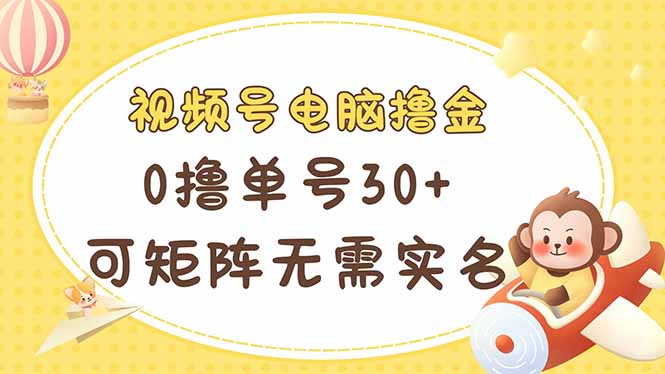 视频号电脑撸金 0撸单号30+ 可矩阵 无需实名多号多得-中创项目网