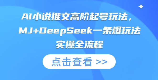 AI小说推文高阶起号玩法，MJ+DeepSeek一条爆玩法实操全流程-中创项目网