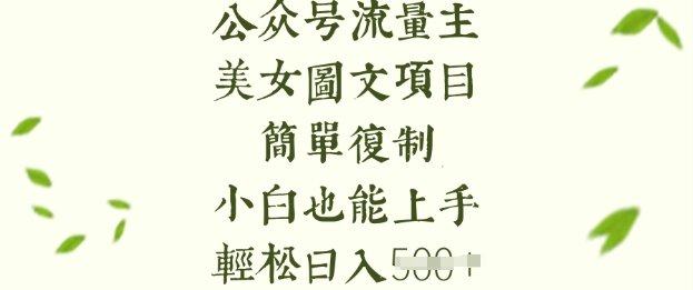 流量主长期收益项目，美女图片简单复制，小白也能上手，轻松日入5张-中创项目网