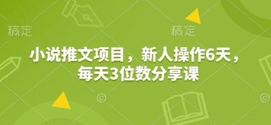 小说推文项目，新人操作6天，每天3位数分享课-中创项目网