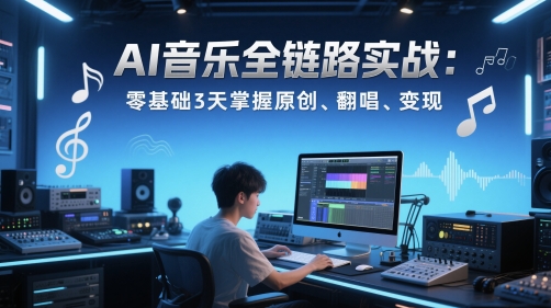 AI音乐全链路实战变现课：零基础3天掌握原创、翻唱、变现-中创项目网