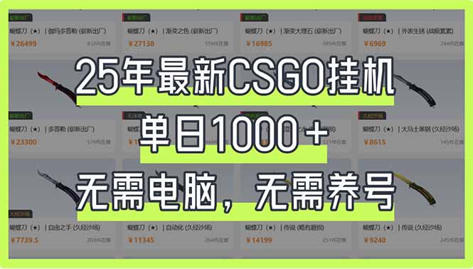 25年最新CSGO挂机系统，单日1000+，无需电脑，无需养号，0基础可上手-中创项目网