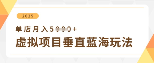 虚拟项目垂直玩法，实现单店月入5k+-中创项目网