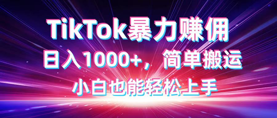 TikTok搬运暴力赚佣，日入1000+，简单搬运，小白也能轻松上手-中创项目网