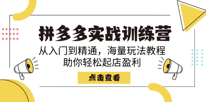 拼多多实战训练营，从入门到精通，海量玩法教程，助你轻松起店盈利-中创项目网