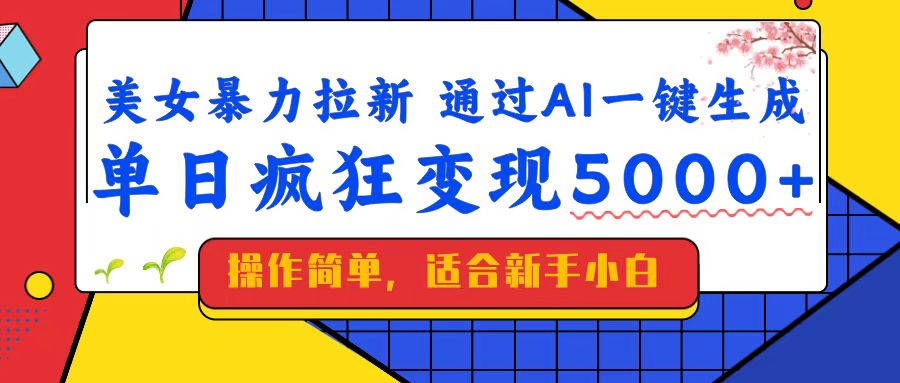 美女暴力拉新，通过AI一键生成，单日疯狂变现5000+，纯小白一学就会！-中创项目网