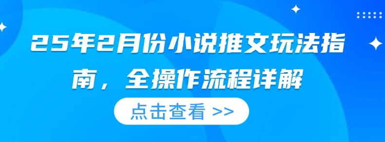 25年2月份小说推文玩法指南，全操作流程详解-中创项目网
