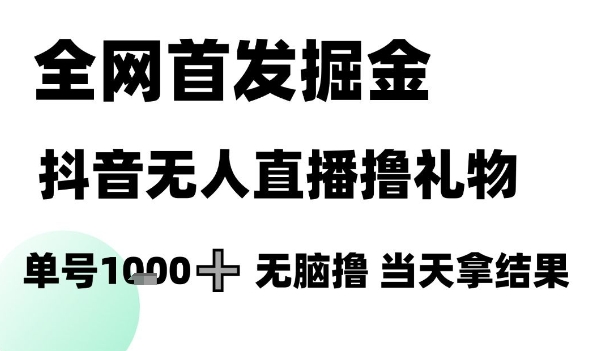 全网首发掘金抖音无人直播撸礼物，单号1k +无脑撸，当天拿结果【揭秘】-中创项目网