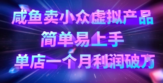 咸鱼卖小众虚拟产品，简单易上手，单店一个月利润破W-中创项目网