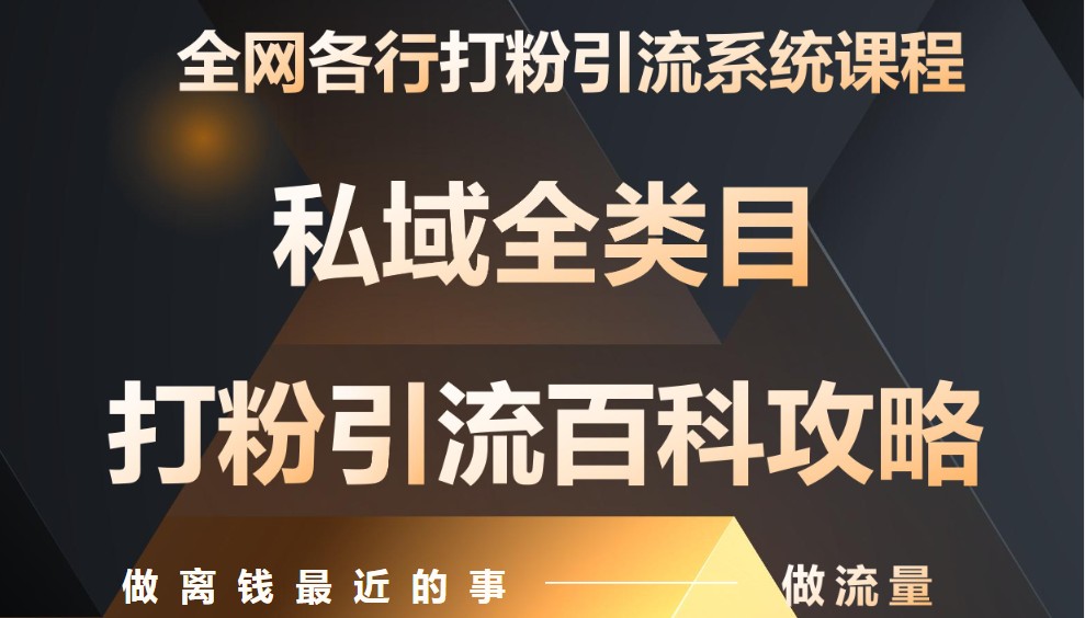 月入9万：全网唯一私域打粉引流神课，零基础手把手带你引流变现-中创项目网