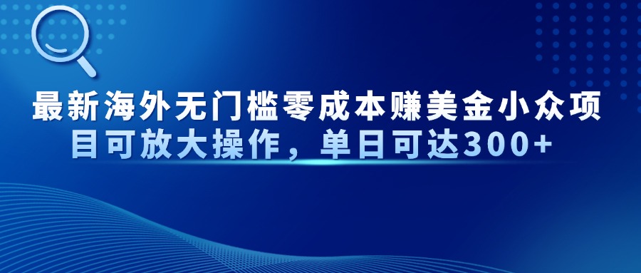 最新海外无门槛零成本赚美金小众项目可放大操作，单日可达300+-中创项目网