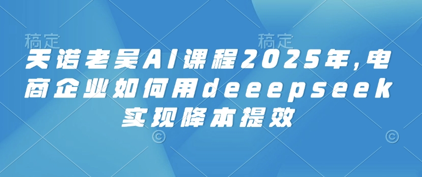 天诺老吴AI课程2025年，电商企业如何用deeepseek实现降本提效-中创项目网