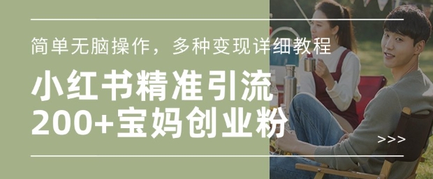 小红书混剪日引200+宝妈创业粉，简单无脑操作，多种变现详细教程-中创项目网