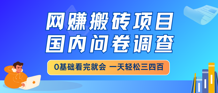 网赚搬砖项目，国内问卷调查，0基础看完就会 一天轻松三四百，靠谱副业…-中创项目网