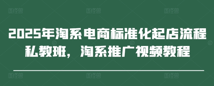2025年淘系电商标准化起店流程私教班，淘系推广视频教程-中创项目网