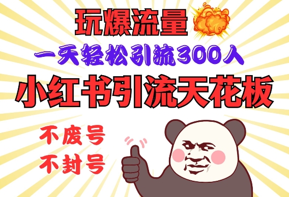小红书引流天花板，玩爆流量，一天轻松引流300人，安全操作-中创项目网
