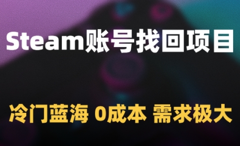 Steam账号找回项目，冷门蓝海，0成本，需求极大-中创项目网