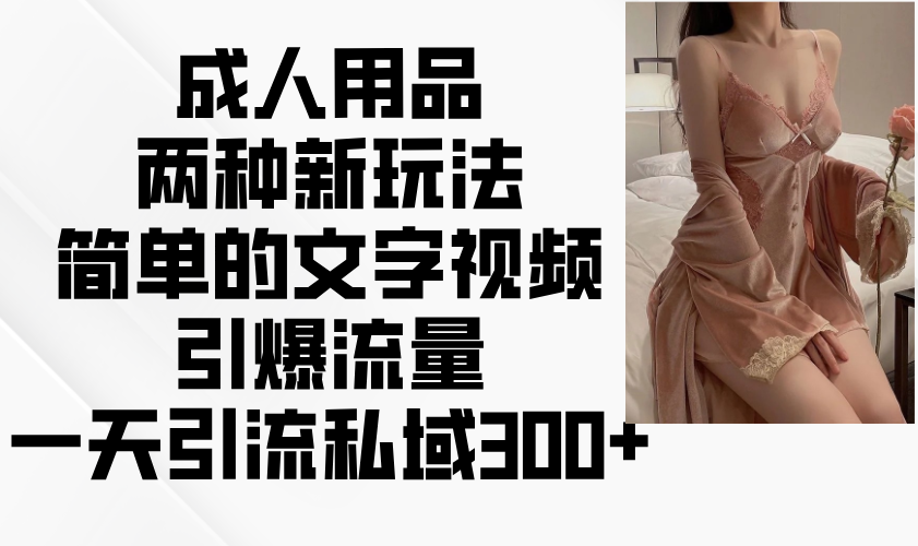 成人用品两种新玩法，简单的文字视频引爆流量，一天引流私域300+-中创项目网