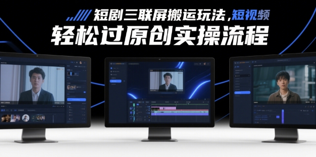 短剧三联屏搬运玩法，短剧搬运轻松过原创实操流程-中创项目网