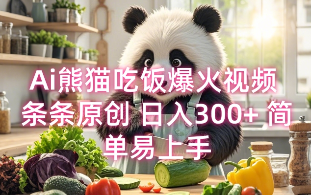 Ai熊猫吃饭爆火视频 条条原创 日入300+ 简单易上手-中创项目网