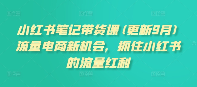小红书笔记带货课(更新25年3月)流量电商新机会，抓住小红书的流量红利-中创项目网