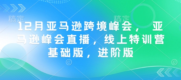 12月亚马逊跨境峰会， 亚马逊峰会直播，线上特训营基础版，进阶版-中创项目网
