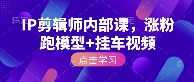 IP剪辑师内部课，涨粉跑模型+挂车视频-中创项目网