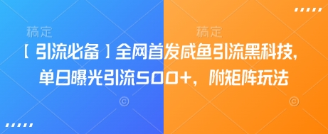 【引流必备】全网首发咸鱼引流黑科技，单日曝光引流500+，附矩阵玩法【揭秘】-中创项目网