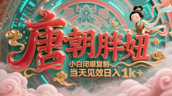 用AI克隆“唐朝胖妞”日更3条，平台疯狂推流，小白闭眼复制，当天见效，日入1k+-中创项目网