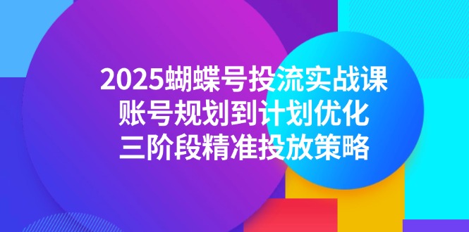 2025蝴蝶号投流实战课，账号规划到计划优化，三阶段精准投放策略-中创项目网