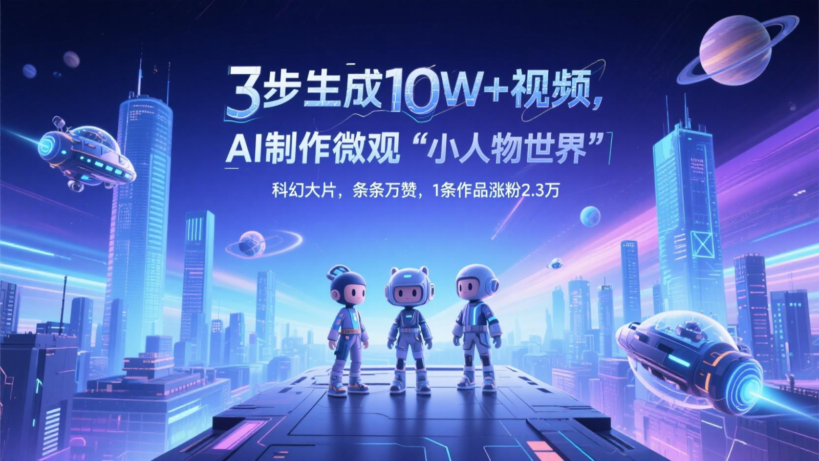 三步生成10W+视频，AI制作微观“小人物世界”科幻大片，条条万赞，1条作品涨粉2.3万-中创项目网