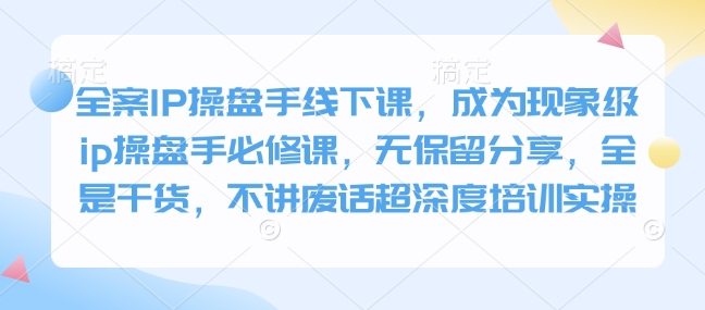 全案IP操盘手线下课，成为现象级ip操盘手必修课，无保留分享，全是干货，不讲废话超深度培训实操-中创项目网