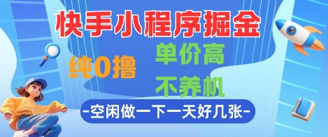 快手小程序掘金，纯0撸，单价高不养机 利用空闲时间做一做，一天好几张【揭秘】-中创项目网