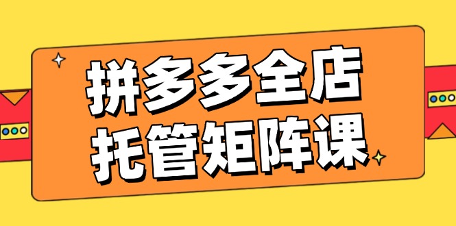 拼多多全店托管矩阵课，盈利动销玩法，高效计划设置，提升店铺效益-中创项目网