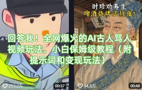 回答我！全网爆火的AI古人骂人视频玩法，小白保姆级教程(附提示词和变现玩法)-中创项目网