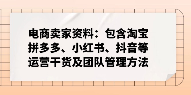 电商卖家资料：包含淘宝、拼多多、小红书、抖音等运营干货及团队管理方法-中创项目网